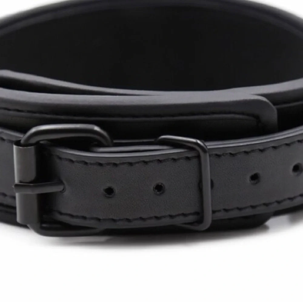 Men’s Fashion Collar With Guide, Leather And Iron Chain Link